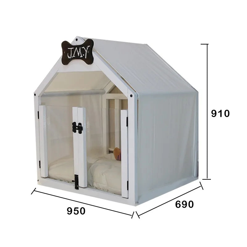 Solid Wood Indoor Dog House with Double Doors