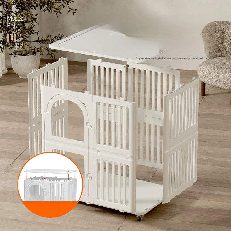 Double-Layer Indoor Cat Cage with Wheels