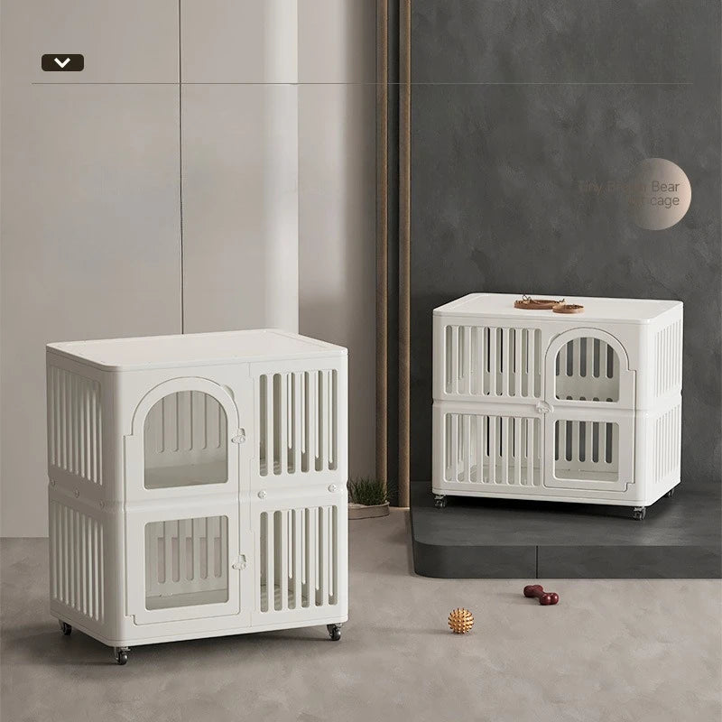 Double-Layer Indoor Cat Cage with Wheels