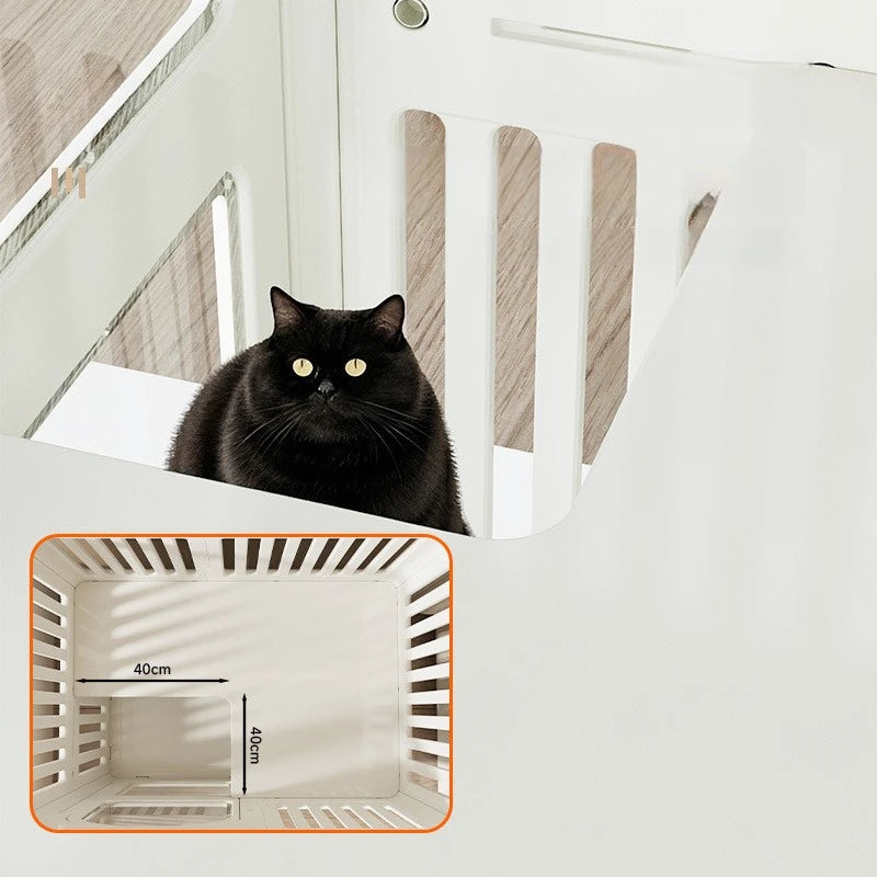 Double-Layer Indoor Cat Cage with Wheels