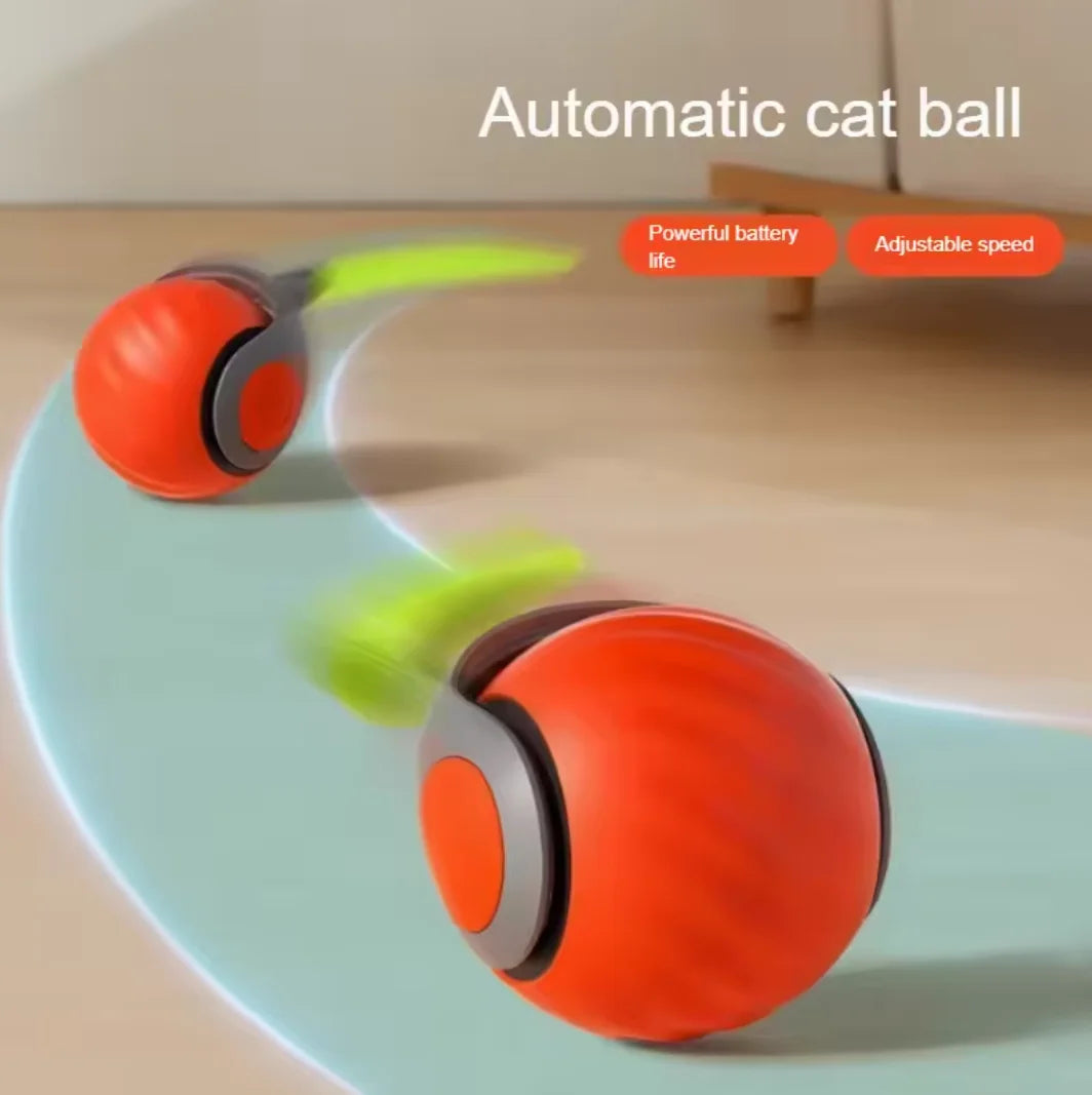Interactive Rolling Ball Cat Toy with Faux Tail