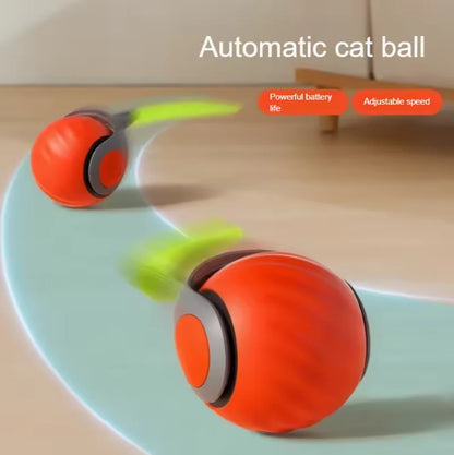 Interactive Rolling Ball Cat Toy with Faux Tail