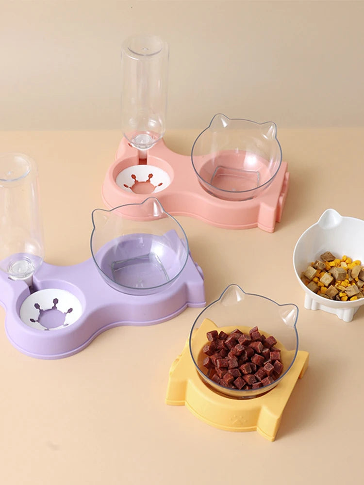 Automatic Pet Feeder & Water Dispenser – All-in-One Bowl