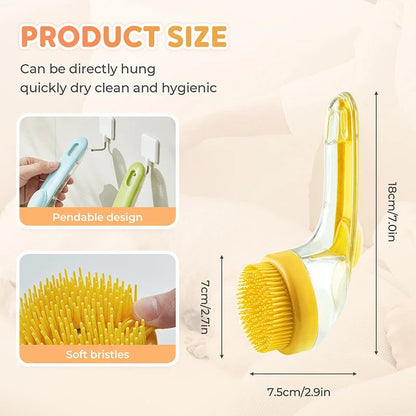 Long Handle Pet Bath Brush with Built-in Shampoo Dispenser