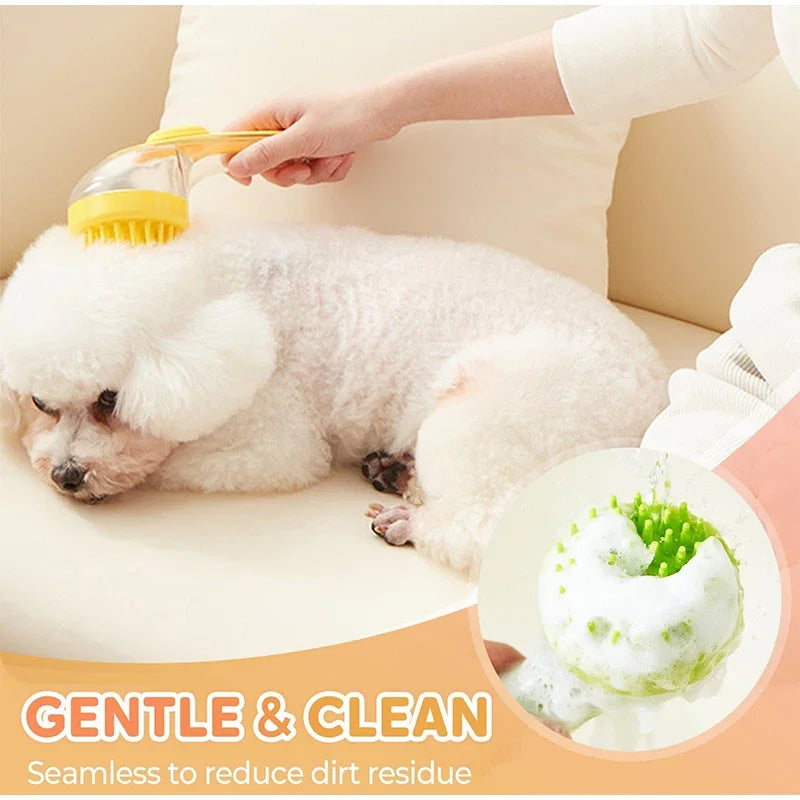 Long Handle Pet Bath Brush with Built-in Shampoo Dispenser