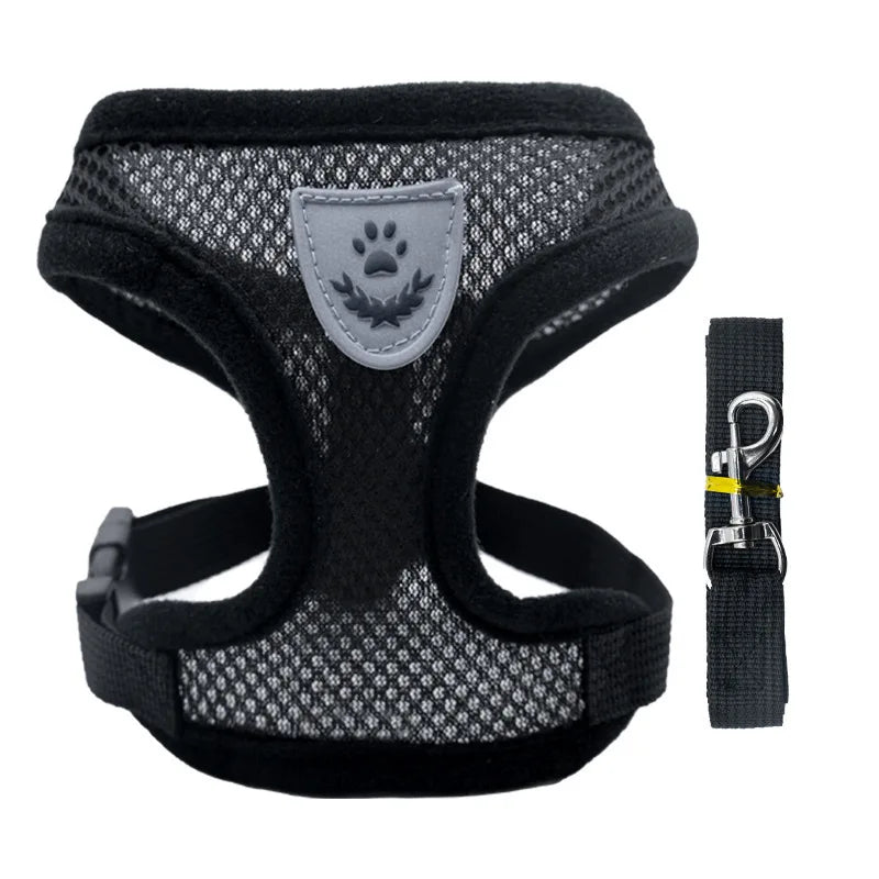 Adjustable Mesh Dog Vest Harness with Leash