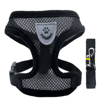 Adjustable Mesh Dog Vest Harness with Leash