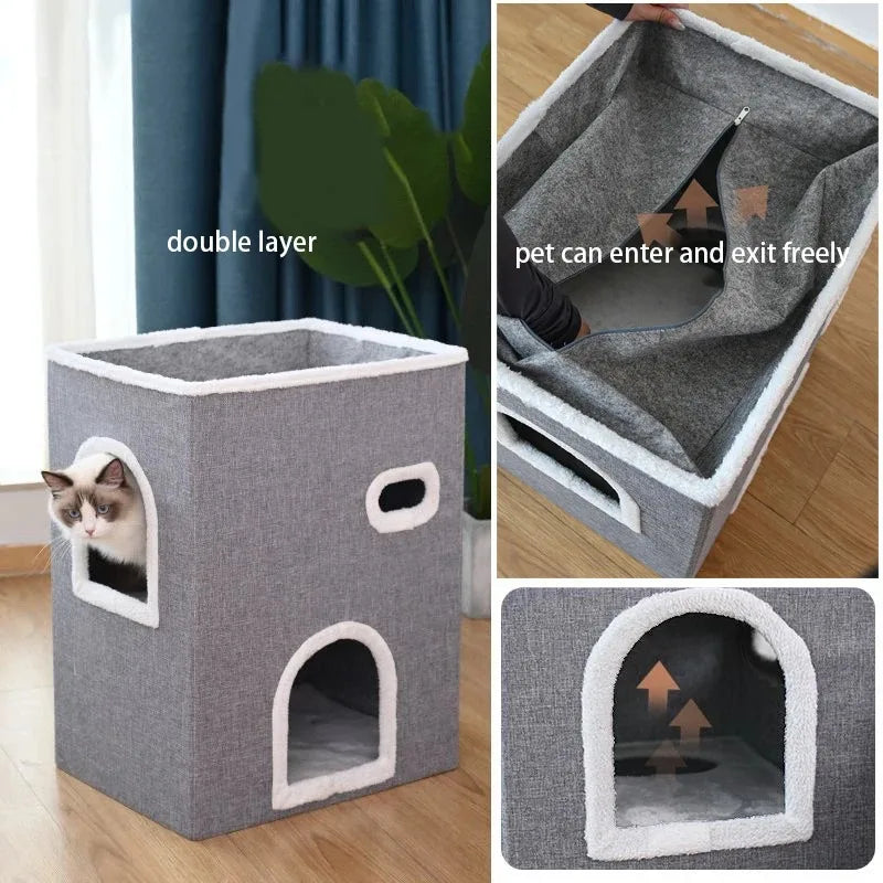 Warm Plush Cat Bed House