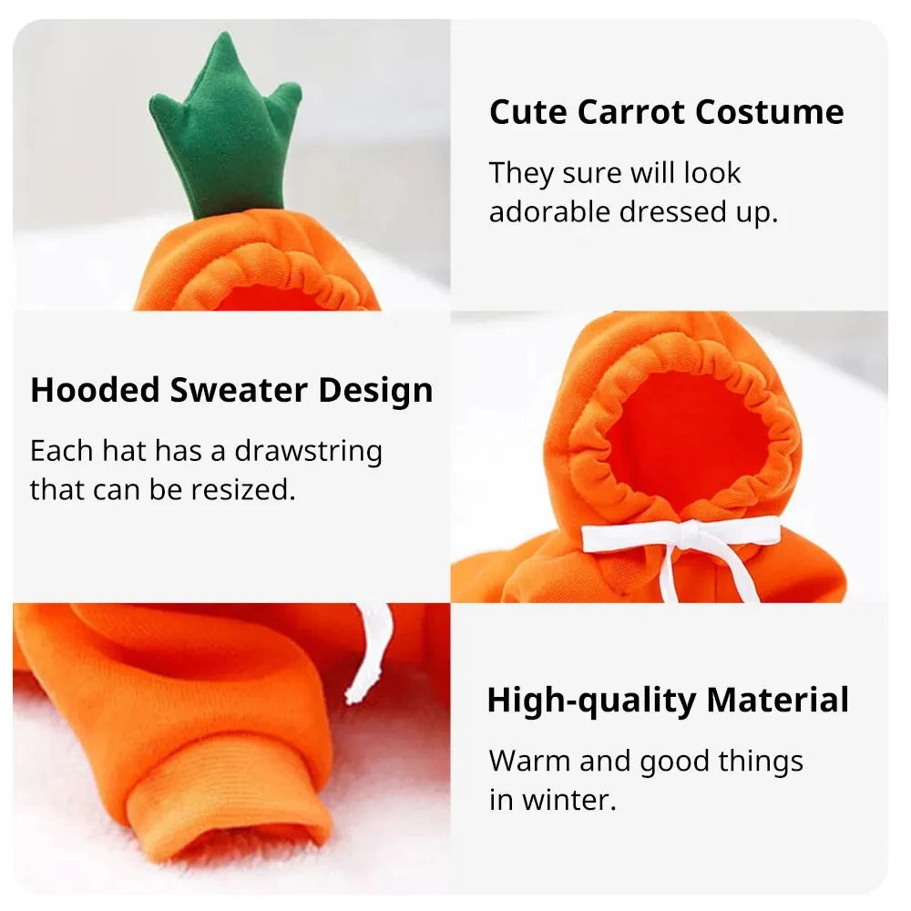 Dog Hoodie Sweater Carrot Design Warm Fleece for Puppies