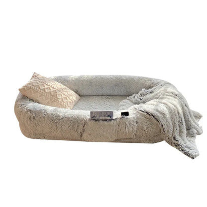 Human Dog Kennel Plush Round Pet Bed