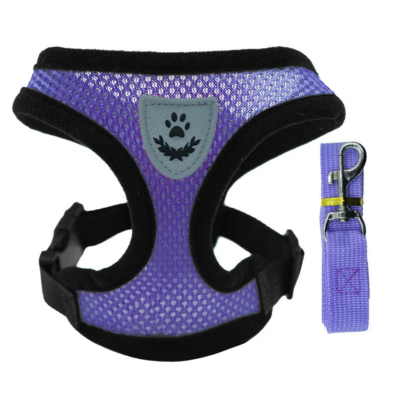 Adjustable Mesh Dog Vest Harness with Leash
