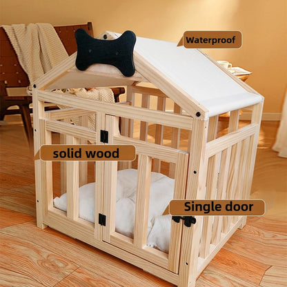 Solid Wood Indoor Dog House with Double Doors