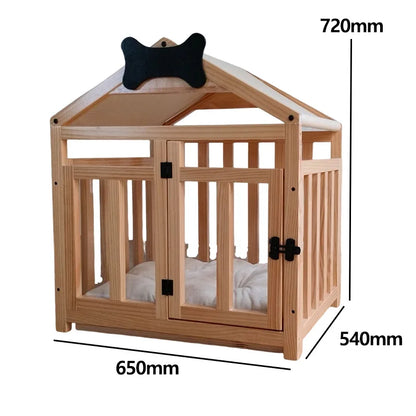 Solid Wood Indoor Dog House with Double Doors