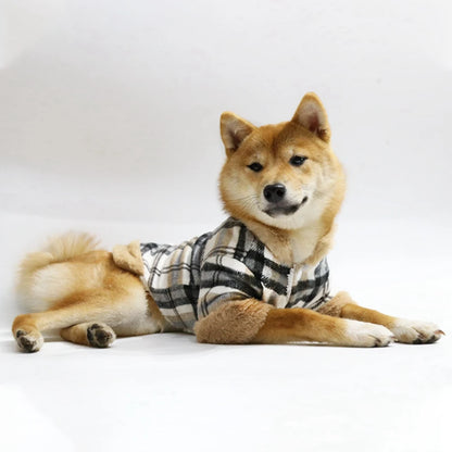 Winter Dog Jacket with Fur Collar – Warm Plaid Coat for Small Dogs
