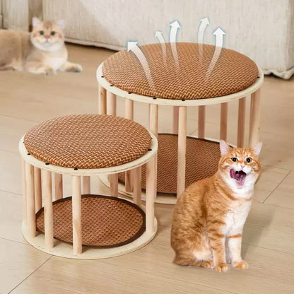 Custom Wooden Cat Nest – Winter Warmth Pet House