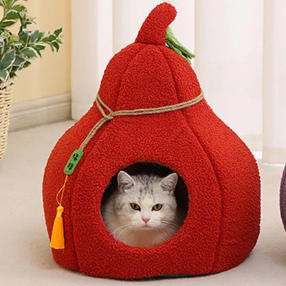 Fully Enclosed Gourd-Shaped Cat Bed