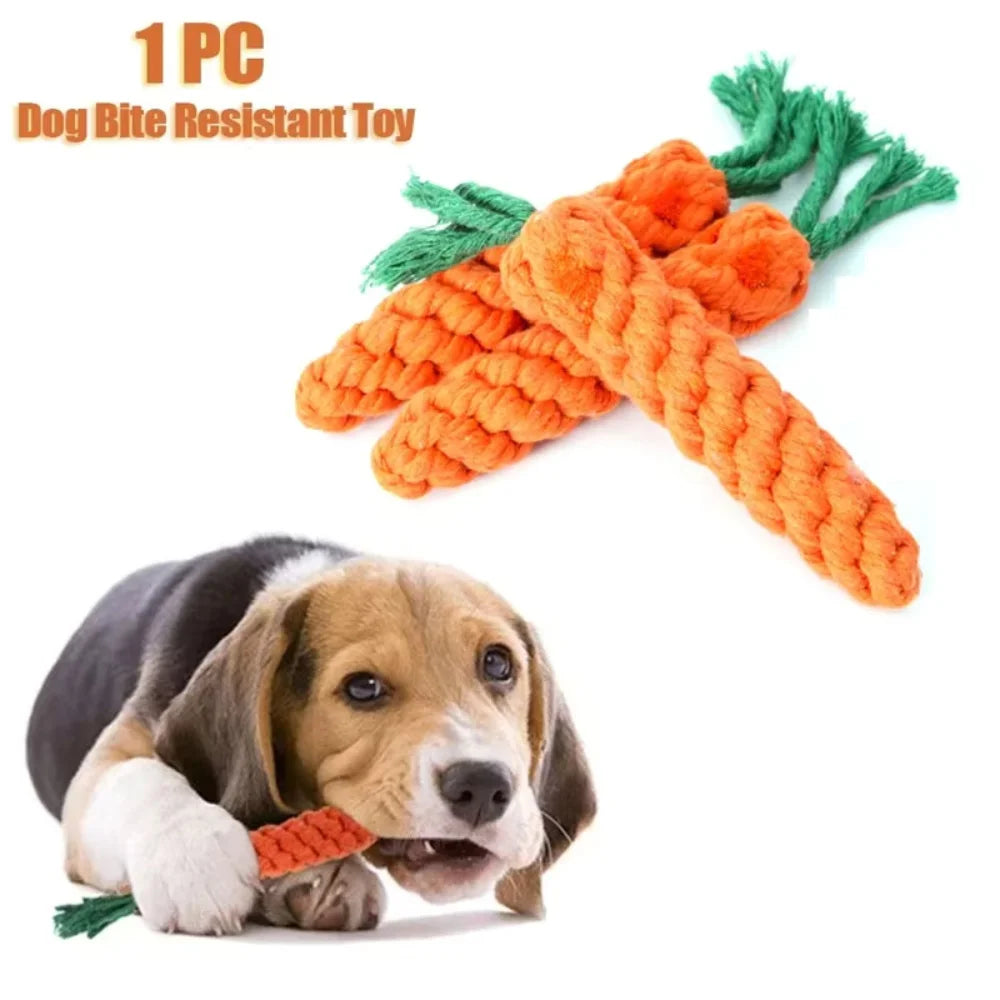 Carrot Cotton Rope Chew Toy for Small Dogs