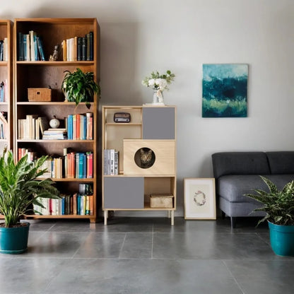 Wooden Cat Climbing Tree Tower with Scratching Post & House