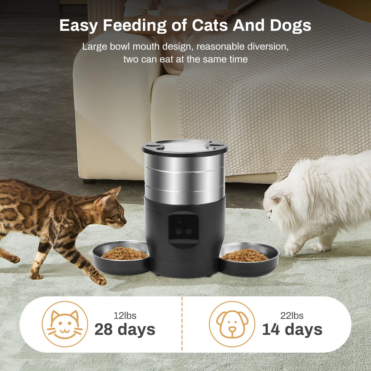 4.5L Smart Automatic Cat Feeder with WiFi & Button Control