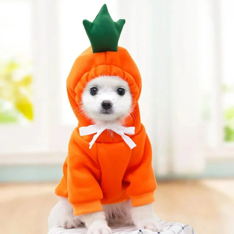 Dog Hoodie Sweater Carrot Design Warm Fleece for Puppies
