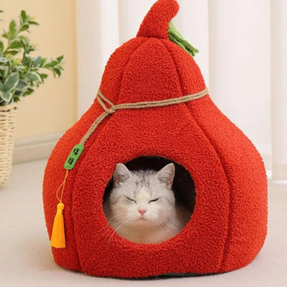 Fully Enclosed Gourd-Shaped Cat Bed