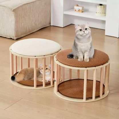 Custom Wooden Cat Nest – Winter Warmth Pet House