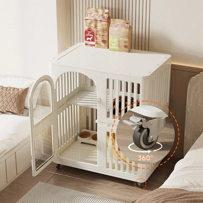 Double-Layer Indoor Cat Cage with Wheels