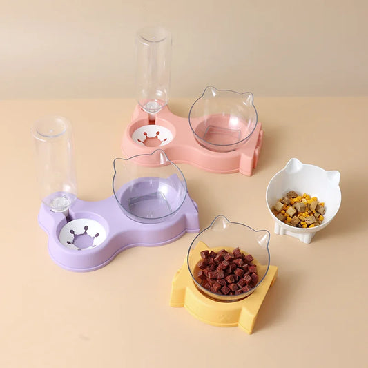 Automatic Pet Feeder & Water Dispenser – All-in-One Bowl