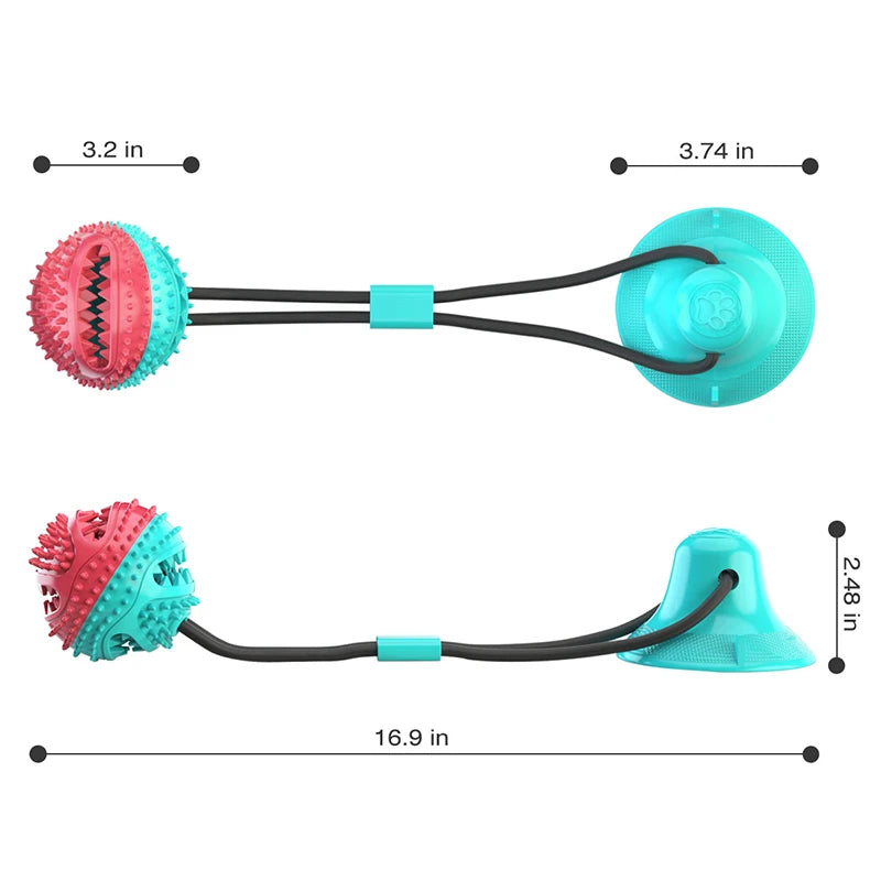 Large Dog Interactive Chew Ball with Suction Cup & Rope