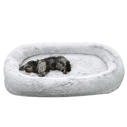 Human Dog Kennel Plush Round Pet Bed