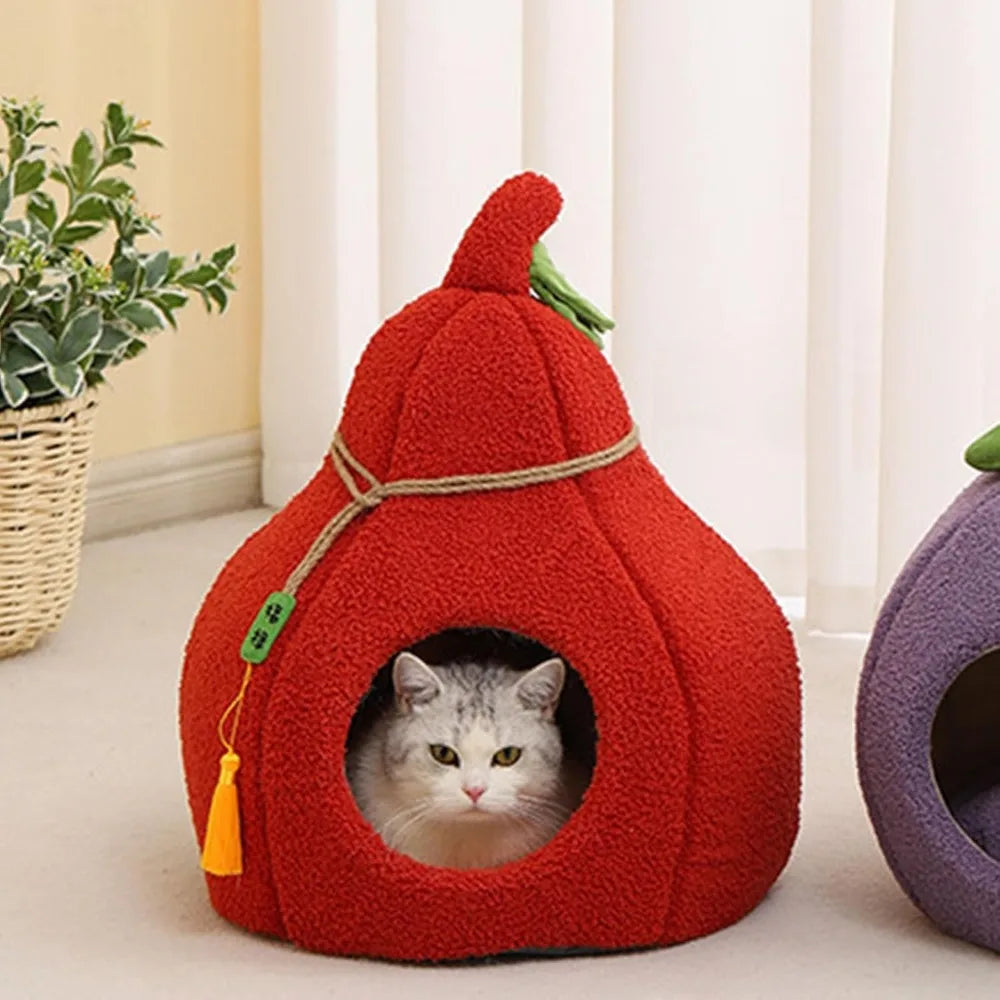Fully Enclosed Gourd-Shaped Cat Bed