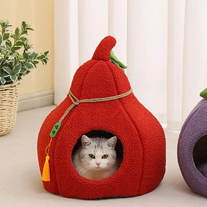 Fully Enclosed Gourd-Shaped Cat Bed