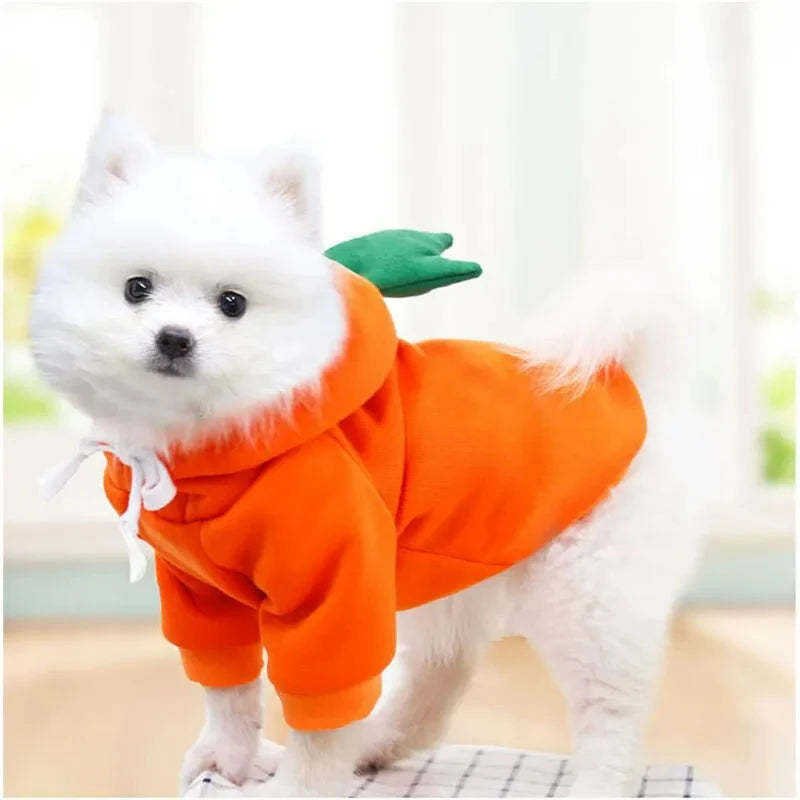 Dog Hoodie Sweater Carrot Design Warm Fleece for Puppies
