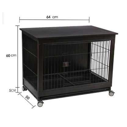 Wooden Indoor Dog Cage with Rollers & Large Space