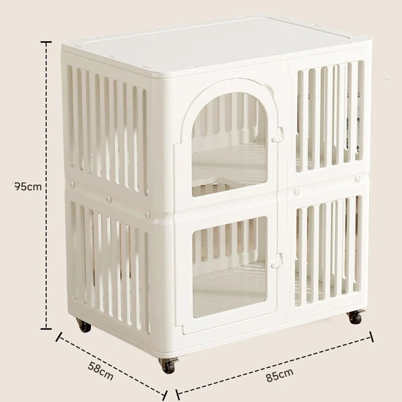 Double-Layer Indoor Cat Cage with Wheels
