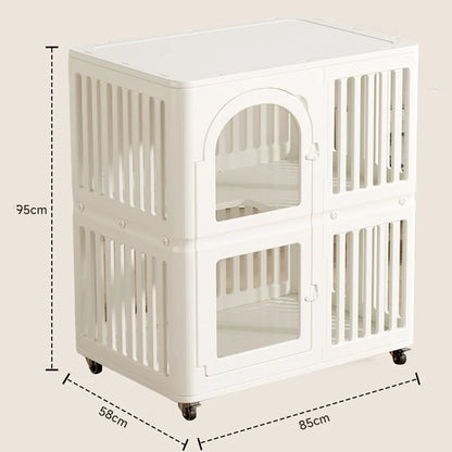 Double-Layer Indoor Cat Cage with Wheels