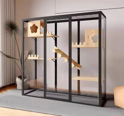 Modern White Cat Villa with Aluminum Frame & Casters