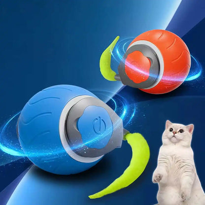 Interactive Rolling Ball Cat Toy with Faux Tail