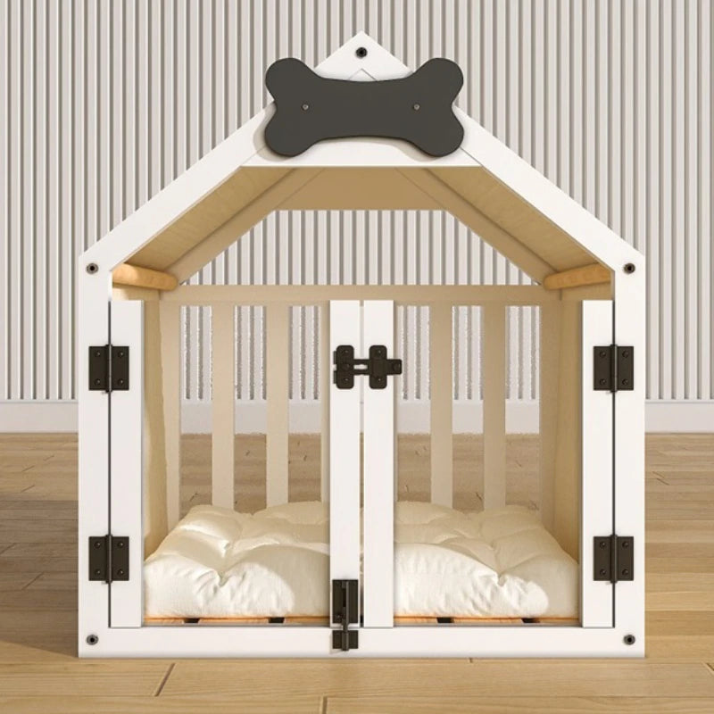 Solid Wood Indoor Dog House with Double Doors