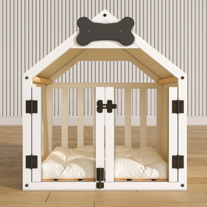 Solid Wood Indoor Dog House with Double Doors