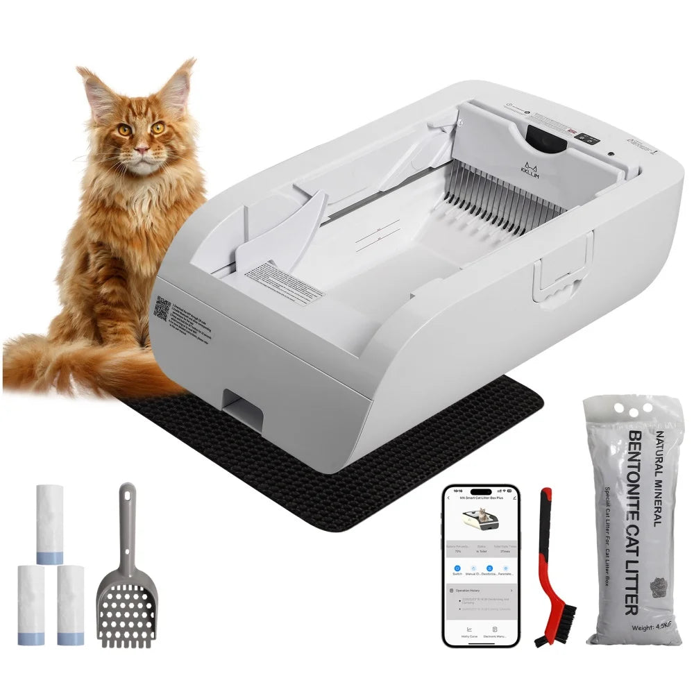 Smart WiFi Automatic Self-Cleaning Cat Litter Box with App Control & LED Indicators