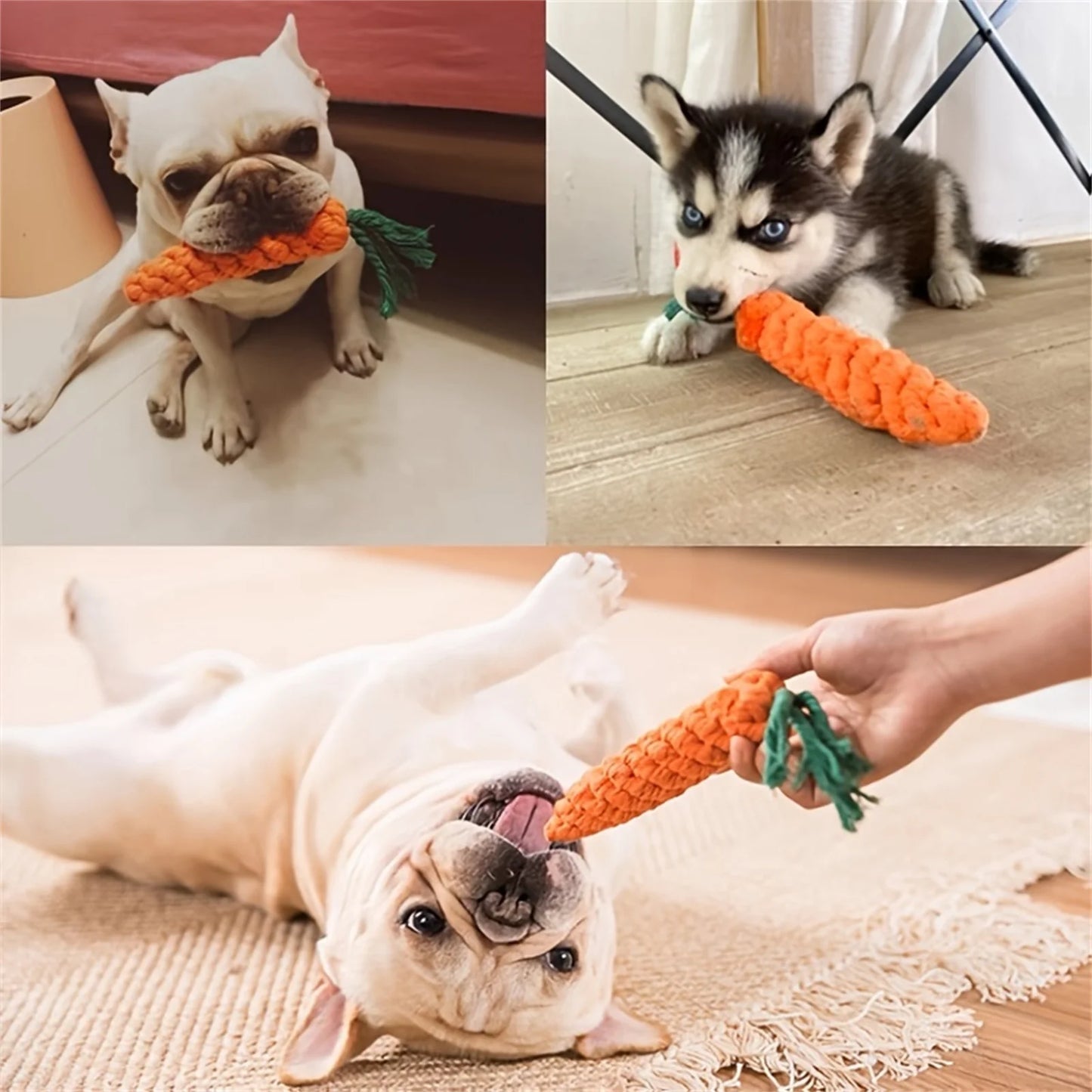 Carrot Cotton Rope Chew Toy for Small Dogs