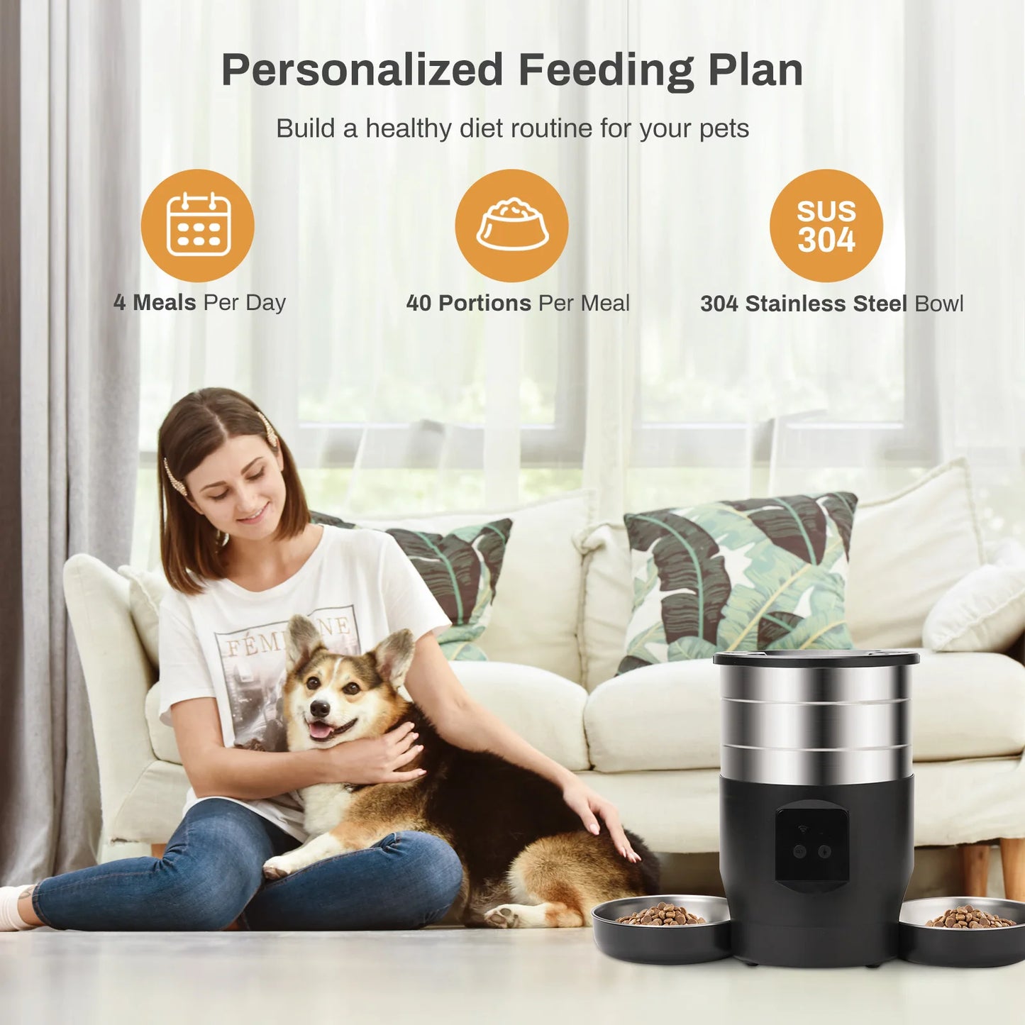 4.5L Smart Automatic Cat Feeder with WiFi & Button Control