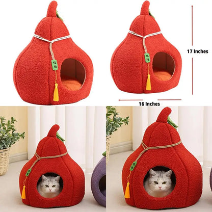 Fully Enclosed Gourd-Shaped Cat Bed