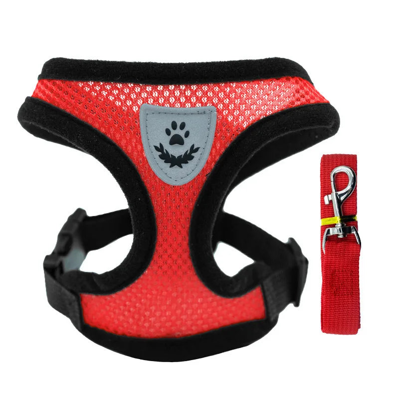Adjustable Mesh Dog Vest Harness with Leash