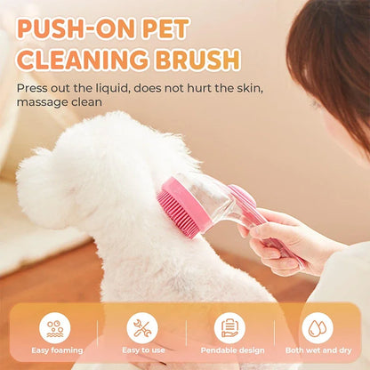 Long Handle Pet Bath Brush with Built-in Shampoo Dispenser