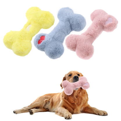 Love Bone Plush Squeaky Dog Toy for Chewing & Play