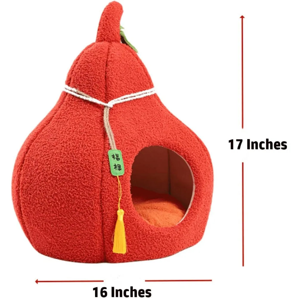 Fully Enclosed Gourd-Shaped Cat Bed