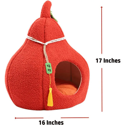 Fully Enclosed Gourd-Shaped Cat Bed