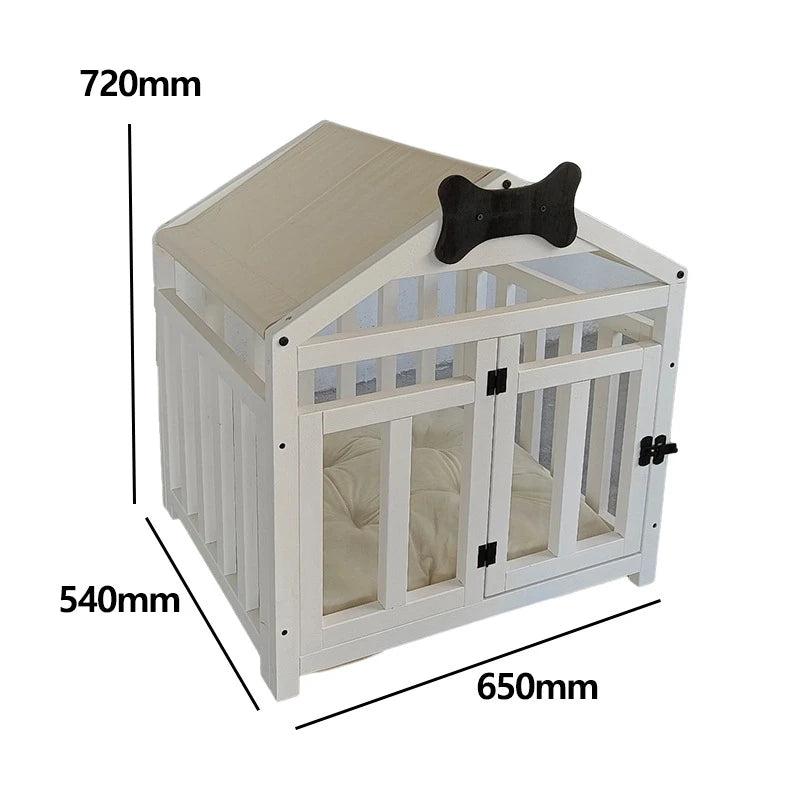 Solid Wood Indoor Dog House with Double Doors